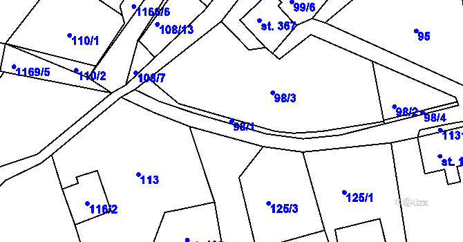 Parcela st. 98/1 v KÚ Horní Blatná, Katastrální mapa
