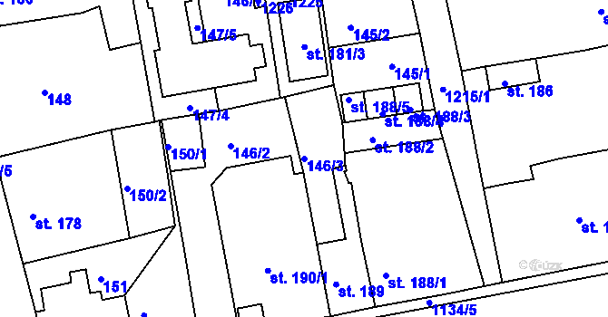 Parcela st. 146/3 v KÚ Horní Blatná, Katastrální mapa