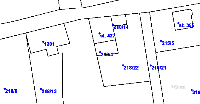 Parcela st. 218/4 v KÚ Horní Blatná, Katastrální mapa