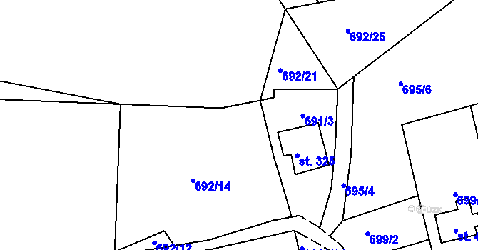 Parcela st. 692/2 v KÚ Horní Blatná, Katastrální mapa
