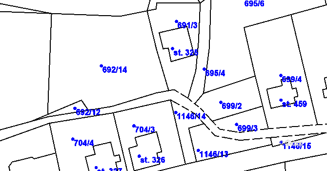 Parcela st. 692/3 v KÚ Horní Blatná, Katastrální mapa