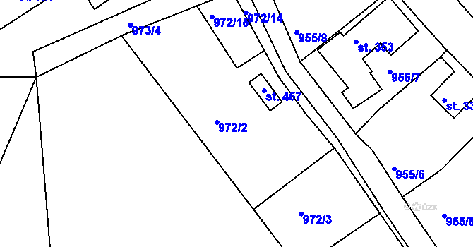 Parcela st. 972/2 v KÚ Horní Blatná, Katastrální mapa
