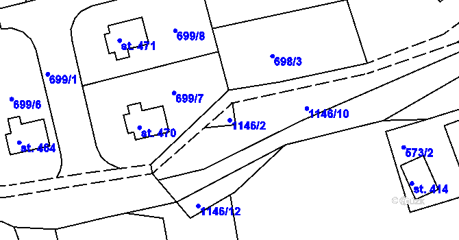 Parcela st. 1146/2 v KÚ Horní Blatná, Katastrální mapa