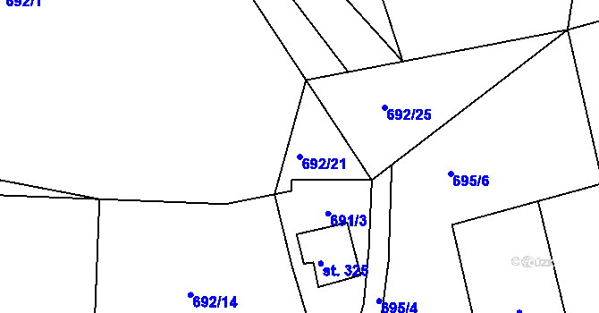 Parcela st. 692/21 v KÚ Horní Blatná, Katastrální mapa