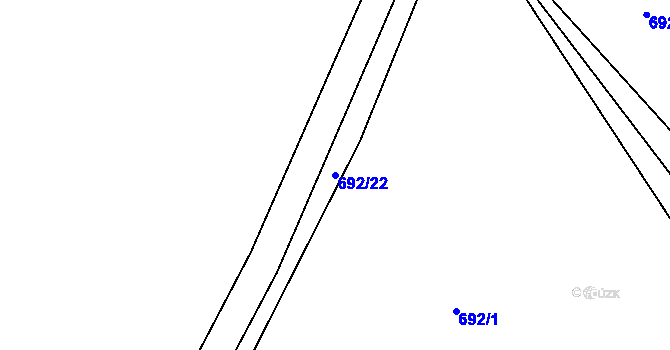 Parcela st. 692/22 v KÚ Horní Blatná, Katastrální mapa