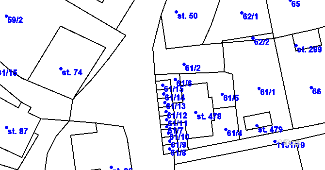 Parcela st. 61/15 v KÚ Horní Blatná, Katastrální mapa