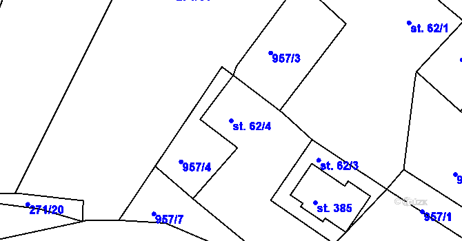 Parcela st. 62/4 v KÚ Horní Bludovice, Katastrální mapa