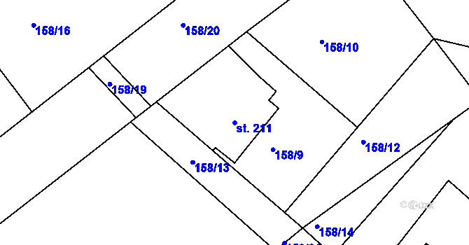Parcela st. 211 v KÚ Horní Bludovice, Katastrální mapa