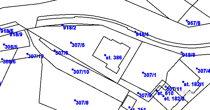 Parcela st. 386 v KÚ Horní Bludovice, Katastrální mapa