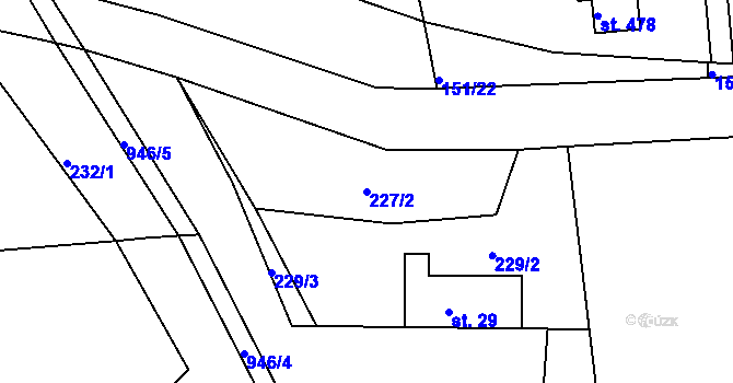 Parcela st. 227/2 v KÚ Horní Bludovice, Katastrální mapa
