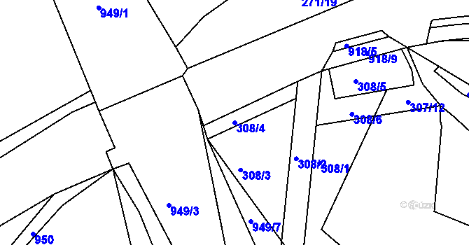 Parcela st. 308/4 v KÚ Horní Bludovice, Katastrální mapa