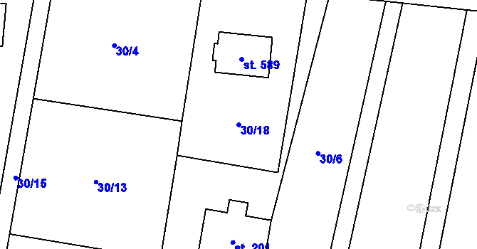 Parcela st. 30/18 v KÚ Prostřední Bludovice, Katastrální mapa
