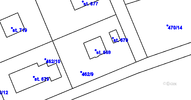Parcela st. 669 v KÚ Prostřední Bludovice, Katastrální mapa
