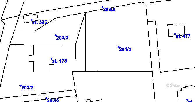Parcela st. 34/1 v KÚ Prostřední Bludovice, Katastrální mapa