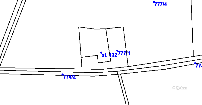 Parcela st. 132 v KÚ Prostřední Bludovice, Katastrální mapa