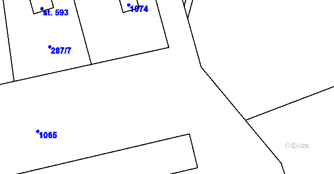 Parcela st. 287/13 v KÚ Prostřední Bludovice, Katastrální mapa