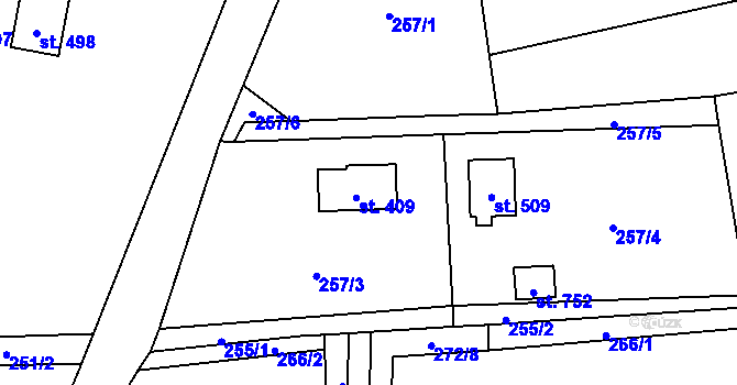 Parcela st. 409 v KÚ Prostřední Bludovice, Katastrální mapa