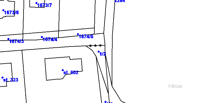 Parcela st. 1/2 v KÚ Prostřední Bludovice, Katastrální mapa