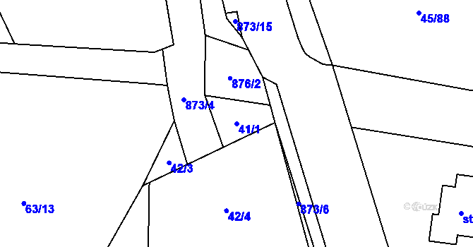 Parcela st. 41/1 v KÚ Prostřední Bludovice, Katastrální mapa