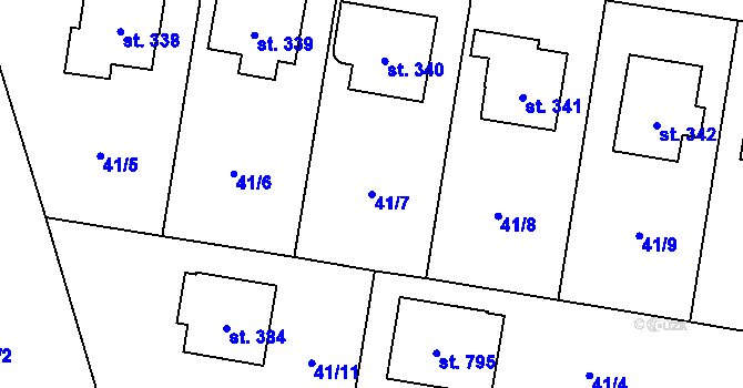 Parcela st. 41/7 v KÚ Prostřední Bludovice, Katastrální mapa