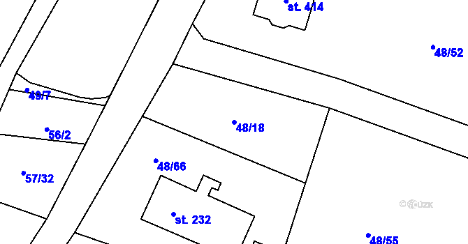 Parcela st. 48/18 v KÚ Prostřední Bludovice, Katastrální mapa