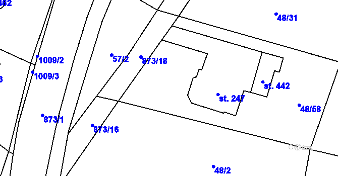 Parcela st. 48/32 v KÚ Prostřední Bludovice, Katastrální mapa