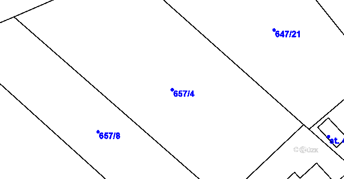 Parcela st. 657/4 v KÚ Prostřední Bludovice, Katastrální mapa