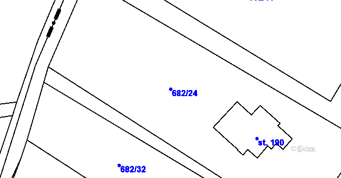 Parcela st. 682/24 v KÚ Prostřední Bludovice, Katastrální mapa