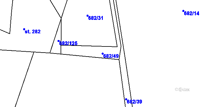 Parcela st. 682/49 v KÚ Prostřední Bludovice, Katastrální mapa