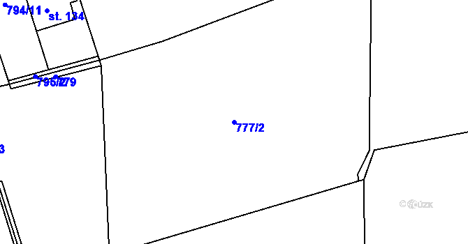 Parcela st. 777/2 v KÚ Prostřední Bludovice, Katastrální mapa