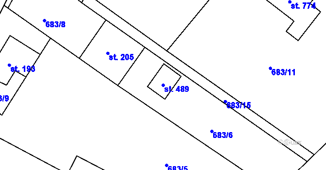 Parcela st. 489 v KÚ Prostřední Bludovice, Katastrální mapa