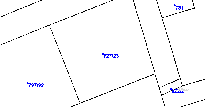 Parcela st. 727/23 v KÚ Prostřední Bludovice, Katastrální mapa