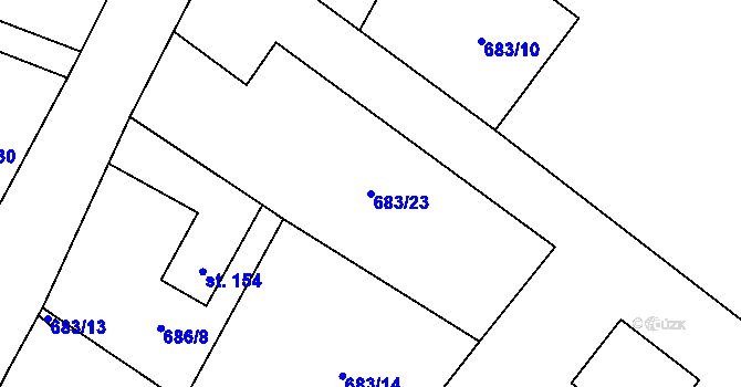 Parcela st. 683/23 v KÚ Prostřední Bludovice, Katastrální mapa