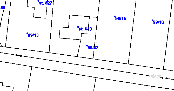 Parcela st. 99/42 v KÚ Prostřední Bludovice, Katastrální mapa