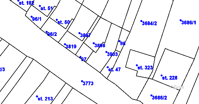 Parcela st. 48/2 v KÚ Horní Bojanovice, Katastrální mapa
