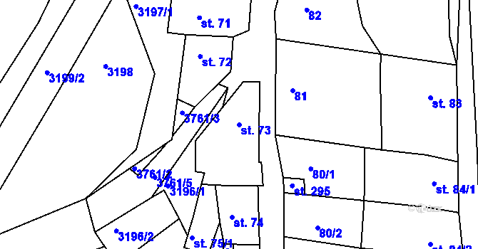 Parcela st. 73 v KÚ Horní Bojanovice, Katastrální mapa