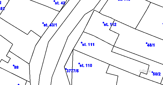 Parcela st. 111 v KÚ Horní Bojanovice, Katastrální mapa