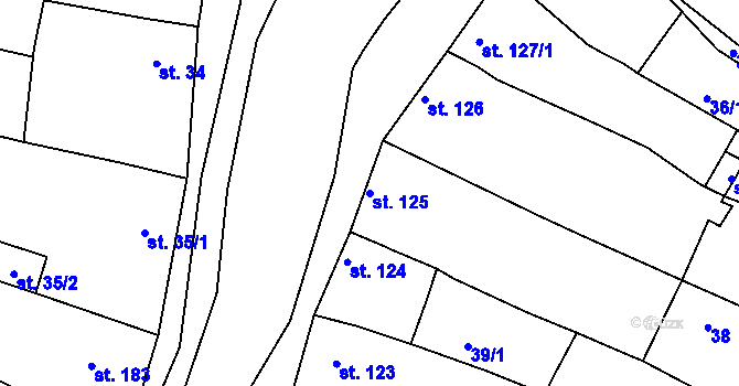 Parcela st. 125 v KÚ Horní Bojanovice, Katastrální mapa