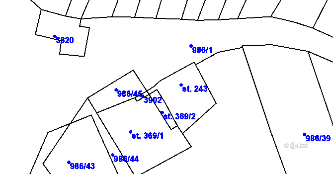 Parcela st. 243 v KÚ Horní Bojanovice, Katastrální mapa