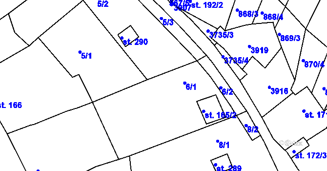 Parcela st. 6 v KÚ Horní Bojanovice, Katastrální mapa