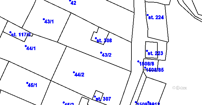 Parcela st. 43/2 v KÚ Horní Bojanovice, Katastrální mapa