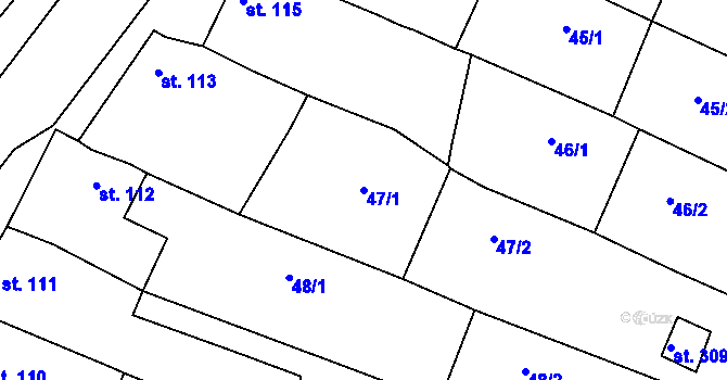 Parcela st. 47/1 v KÚ Horní Bojanovice, Katastrální mapa