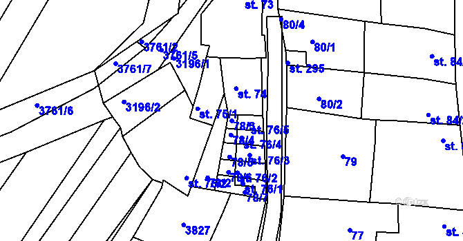 Parcela st. 78/3 v KÚ Horní Bojanovice, Katastrální mapa