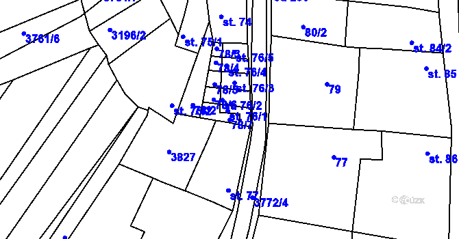 Parcela st. 78/7 v KÚ Horní Bojanovice, Katastrální mapa