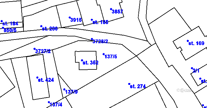 Parcela st. 137/5 v KÚ Horní Bojanovice, Katastrální mapa