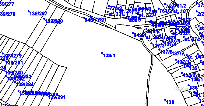 Parcela st. 139/1 v KÚ Horní Bojanovice, Katastrální mapa