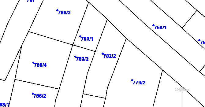 Parcela st. 782/2 v KÚ Horní Bojanovice, Katastrální mapa