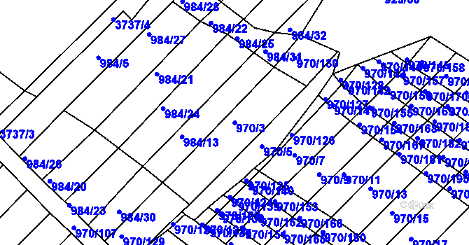Parcela st. 970/3 v KÚ Horní Bojanovice, Katastrální mapa