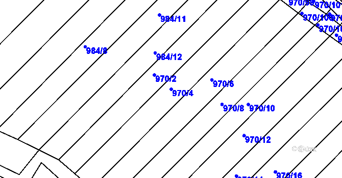 Parcela st. 970/4 v KÚ Horní Bojanovice, Katastrální mapa