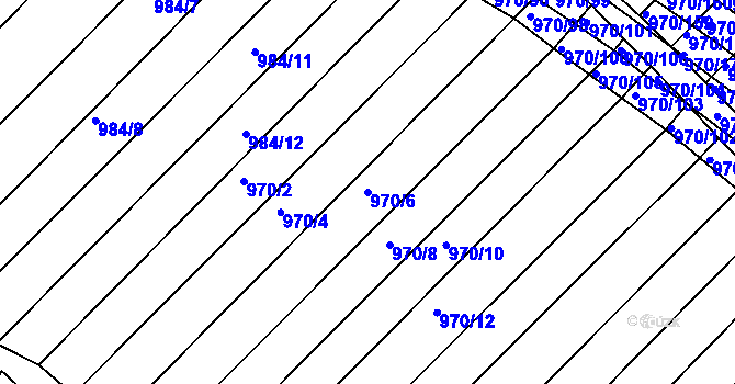 Parcela st. 970/6 v KÚ Horní Bojanovice, Katastrální mapa